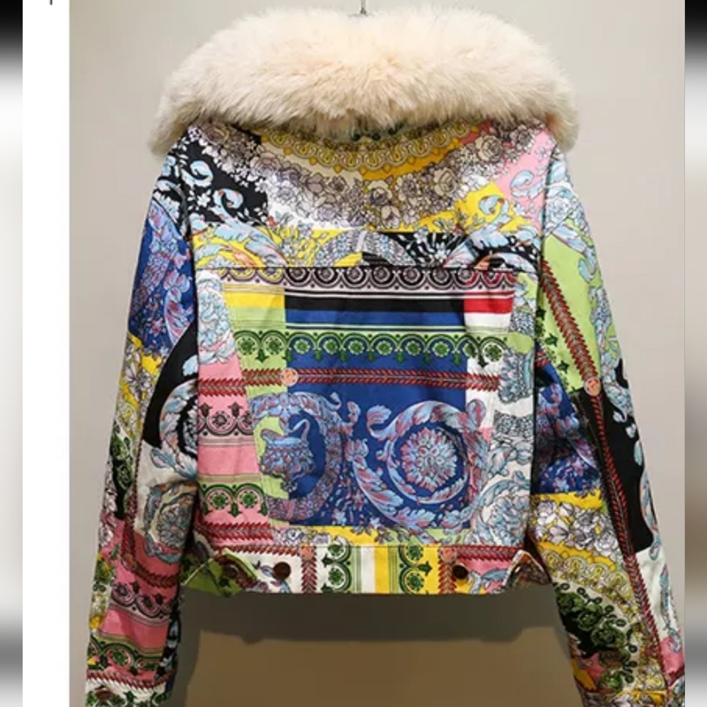 ❤️SOLD ♥️NWT Fur short is Embroidery Denim Jacket. XL. - Picture 2 of 15